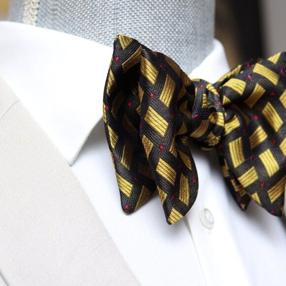 Men's Self-tied Bow Tie 100%Silk Big Butterfly Mustard Ornament S660 - Picture 10 of 14